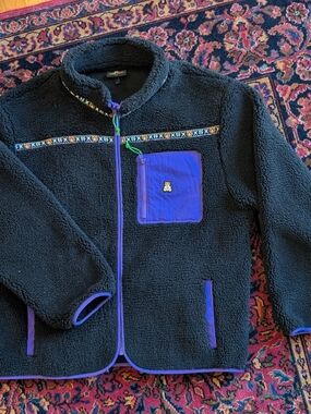 Teddy Fresh Black Sherpa Jacket with Purple Trim